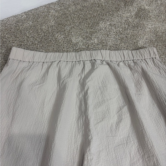 Eileen Fisher Stretch Organic Cotton Crop Pants Wide Leg Large Greige Chalk - Picture 6 of 15